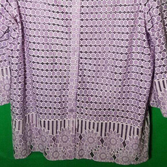Alfred Dunner Semi Sheer Nantucket Polka Dot Long Sleeve Womens XL Purple - Picture 4 of 5